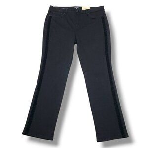 NYDJ Sheri Slim Jeans Womens 14 Black Velvet Stripe High Rise